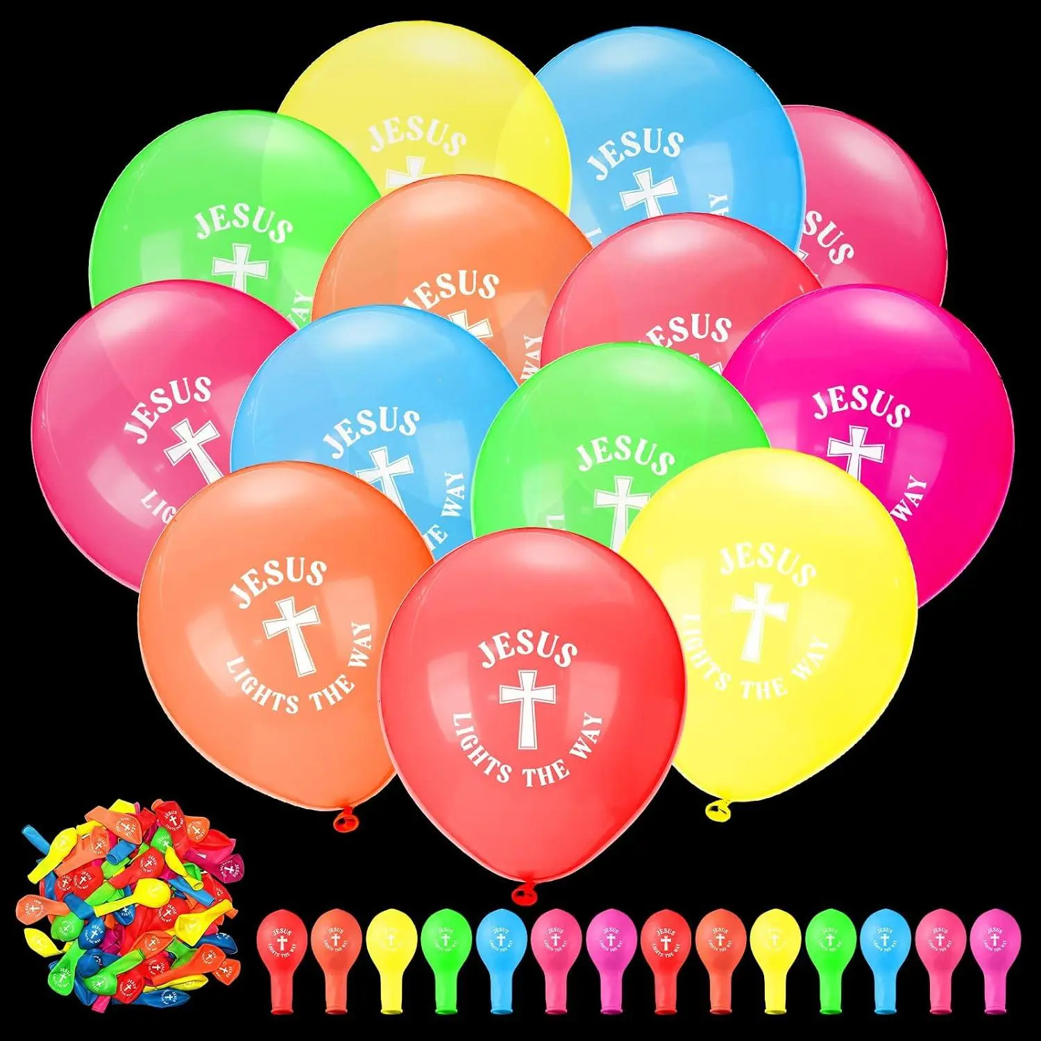70 Pcs Jesus Lights The Way Glow Balloons Illumination Themed Decoration Glow In The Dark Balloons Christian Religious Jesus Balloon For Church Sunday School Party Supplies