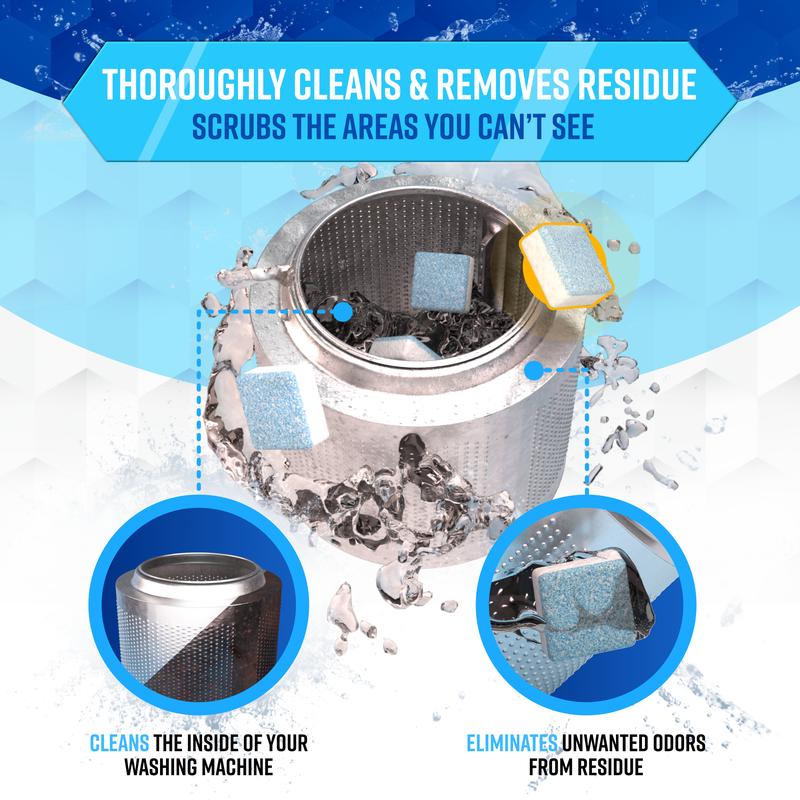 ACTIVE Washing Machine Cleaner Descaler 24 Pack - Deep Cleaning Tablets For HE Front Loader  Top Load Washer Deodorizer, Inside Drum And Laundry Seal