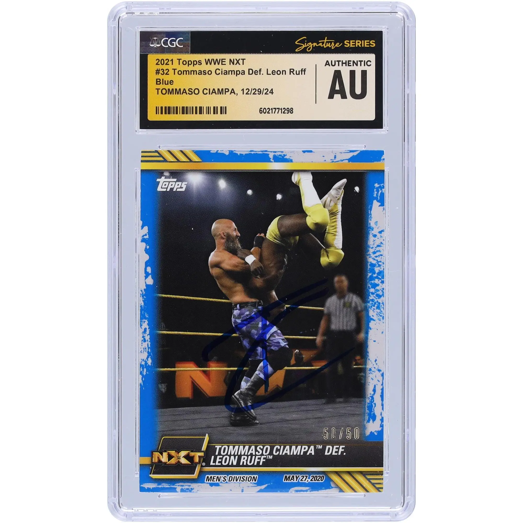 Tommaso Ciampa WWE Autographed 2021 Topps NXT Blue #32 #/50 CGC Fanatics Witnessed Authenticated Card - Fanatics Authentic Certified
