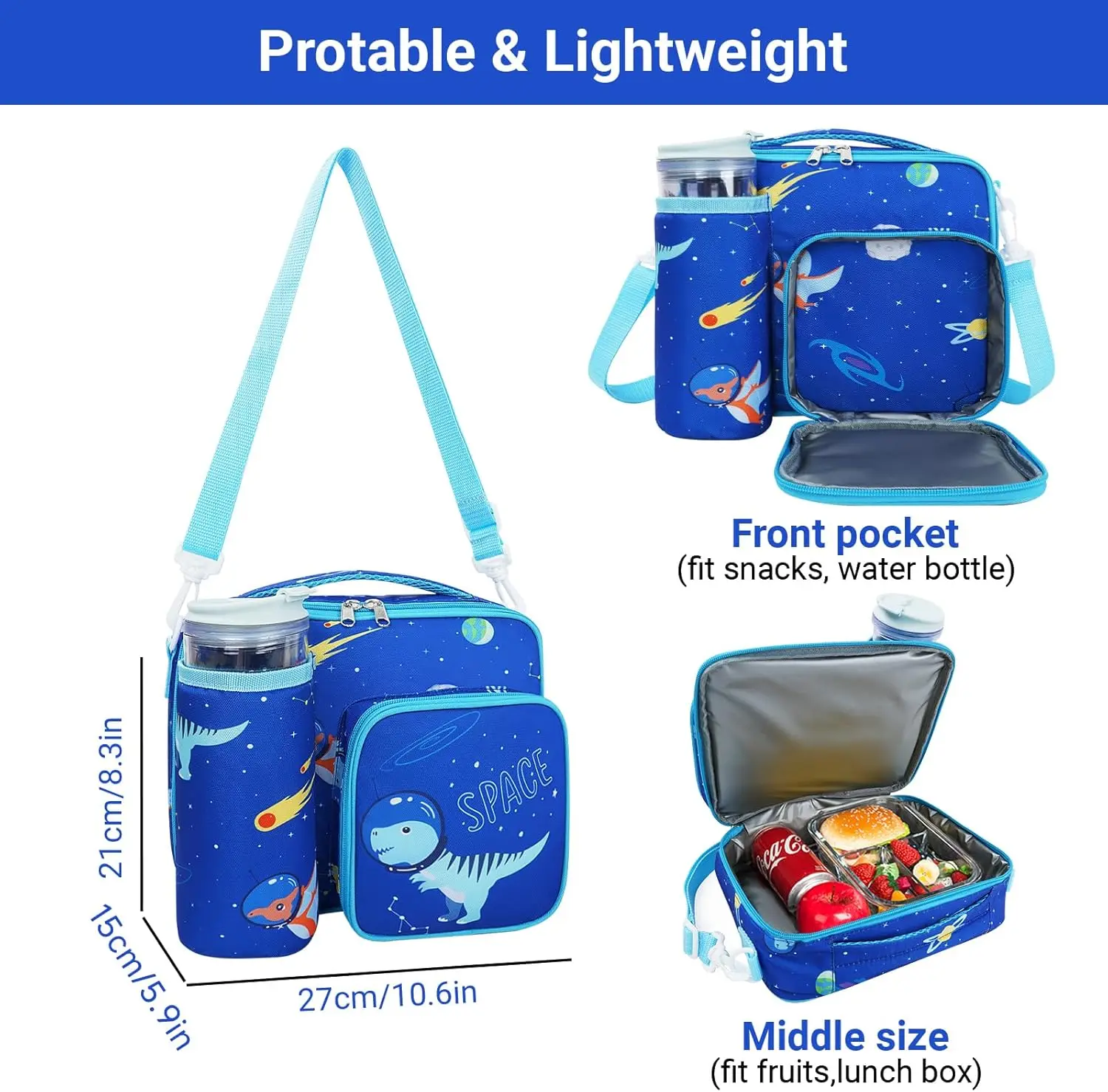 Ivyh Kids Lunch Bag ，Unicorn/Dinosaur/Mermaid Designs  Leakproof & Lightweight! Backpack Snack Carrier for School, Daycare, Travel  Perfect Gift for Ages 3-8