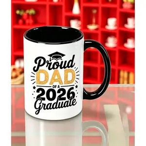 Ceramic Mug for Class of 2026 Graduation Proud Dad of a 2026 Graduate with Golden Lettering and Diploma Design Perfect Gift for Parents
