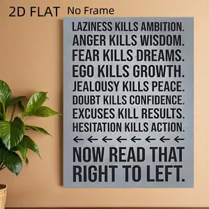 [2D Flat]1pc Inspirational "Laziness Kills Ambition" High-Definition Canvas Decorative Painting 11.8* 15.7inch (30* 40cm ) with Wooden Frame - Modern Home Decor, Can Be Directly Hung in Living Room, Bedroom