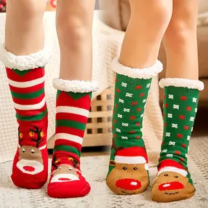 2 Pack Christmas Socks Winter No Shedding Cute Reindeer Floor Socks Sleeping Socks Santa Claus Plush Warm Unisex Japanese Style Machine Washable Comfort Leg Warmer