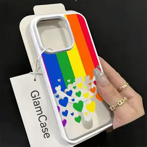 Rainbow Heart Pattern Phone Case， Vibrant Colorful Pride Style for iPhone 17 16 15 14 13 12 11 Plus Pro Max， Unique Creative Gift.