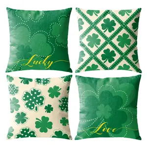 St Patrick's Day Shamrock Pillow Covers Green Lucky Clover Decorative Cushions for Sofa Couch Festive Home Decor Ideal for St Patrick's Day Celebrations