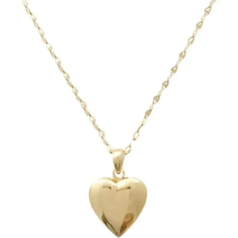 Minimalist Delicate Puffy Heart Locket Necklace - Gold Plated Pendant, Rose Gold, Silver, Dainty Pendant (Costume Jewelry Fashion Accessory)