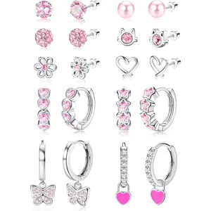 MILACOLATO Hypoallergenic Earrings for Girls Women Surgical Stainlee Steel Earrings for Sensitive Ears Screw Back Earrings Set Cute Hoop Earrings for Girls Kids Earrings Toddler Earrings Jewelry for Teen Girls