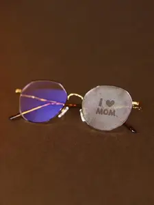 Gentle Mother Artistic Decorative Glasses, I Heart Mom Limited Edition, Lightweight Round Frame, Unisex Fashion Accessory
