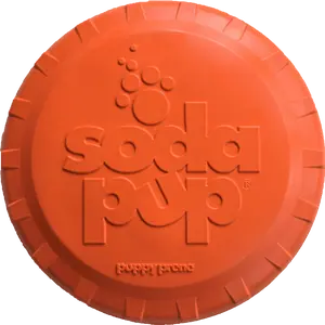 Sodapup Bottle Top Flyer Durable Rubber Retrieving Frisbee Orange FDA Compliant Dishwasher Safe USA Made