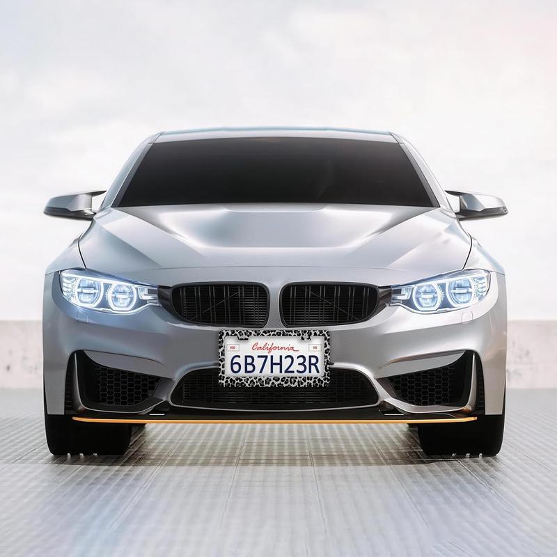 Black Gray Leopard Print License Plate Frame - 2 Holes Stainless Steel Metal Auto Car Accessories Decoration License Plate Frame Size 6.3" x 12.2" Fit US Vehicles for Women Men Gift