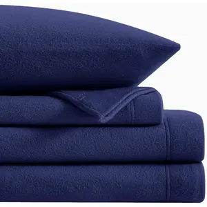 Fleece Sheets  Size, Flannel Like Soft,  Polar Microfleece Sheets for Winter, Dark Blue