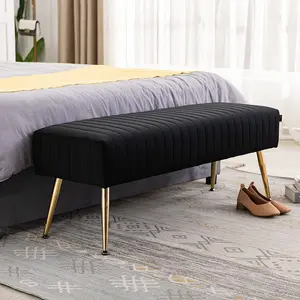 Furnimart 44 Inch Velvet Ottoman Bench Footrest Bedroom Bench End of Bed Tufting Bench with Gold Legs for Living Room Bedroom Entryway Piano Seating