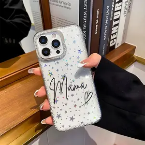 Mama Phone Case， Script Style， for compatible with iPhone 17/17pro/17promax/17Air/iphone16/16pro/16plus/16promax/15/15promax/15pro/11/12/13/14promax/12mini/13mini/11pro/11promax/12pro/12promax/13pro/13promax/14pro/14promax， Mother's Day Gift， Heart Accent