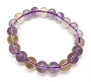 New Moon Beginnings Ametrine Elastic Bracelet - 8mm Beads, Purple Color, Adjustable Design