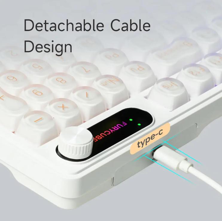 New Upgraded IP98 Wired Keyboard Gradient PBT Keycaps Side-Engraved Backlit Letters Smart Knob Gasket Structure Waterproof RGB Lighting Durable Double-Shot Keycaps Anti-Oil Matte Texture Membrane Keyboard Office Silent, Great Gift