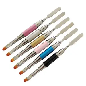 Round Double-Head Gel Brush for Polygel - Perfect Tool with Colorful Handles and Orange Tips
