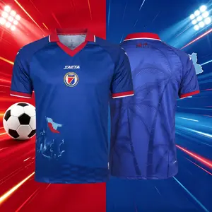 2026 Haiti Home And Away Blue White And Red Short Sleeve Soccer Jersey Fans Version Breathable
