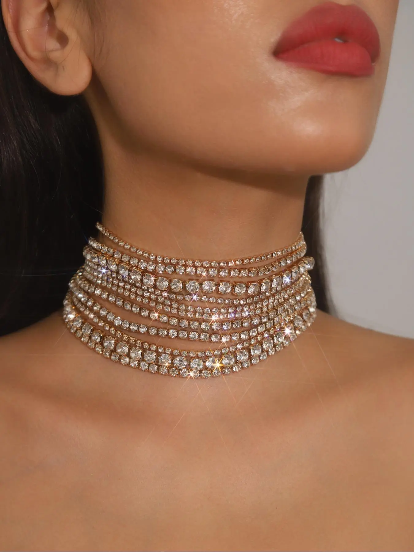 Women's Elegant Rhinestone Choker, Exquisite Trendy Chain, Fashionable Luxury Jewelry for Party, Mother's Day Gift, Choker Necklace, Decorative Necklace, Fashionable Jewelry Accessories