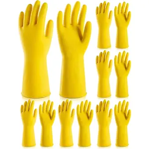 6 Pairs Rubber Cleaning Gloves, Dishwashing Gloves,Household Dish Gloves for Washing,Cleaning,Kitchen,Painting, Gardening, Pet Care,Extra Thickness,Non-Slip,13", 20 Mil, Heavy Duty,M