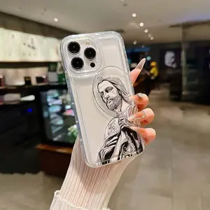 Jesus Pattern Phone Case, Anti-drop Shockproof Phone Protective Cover, Phone Accessory Compatible with iPhone 11 12 13 14 15 16 Pro Max/Pro/Plus, Shockproof TPU Cover, Protection