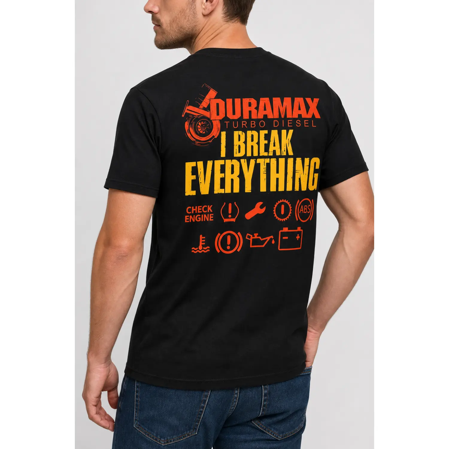 Duramax Turbo Diesel Shirt, Funny "I Break Everything" Diesel Truck Graphic Tee, Mechanic Gift for Men and Women Casual Cotton