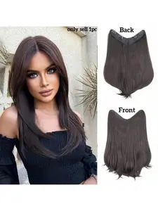 18-Inch Invisible Hair Extension for Women, Long Straight V-Shaped Clip-In Extensions, 4 Secure Clips, Synthetic Material, Natural Softness