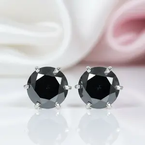 Round Black Diamond Option Stud Earrings