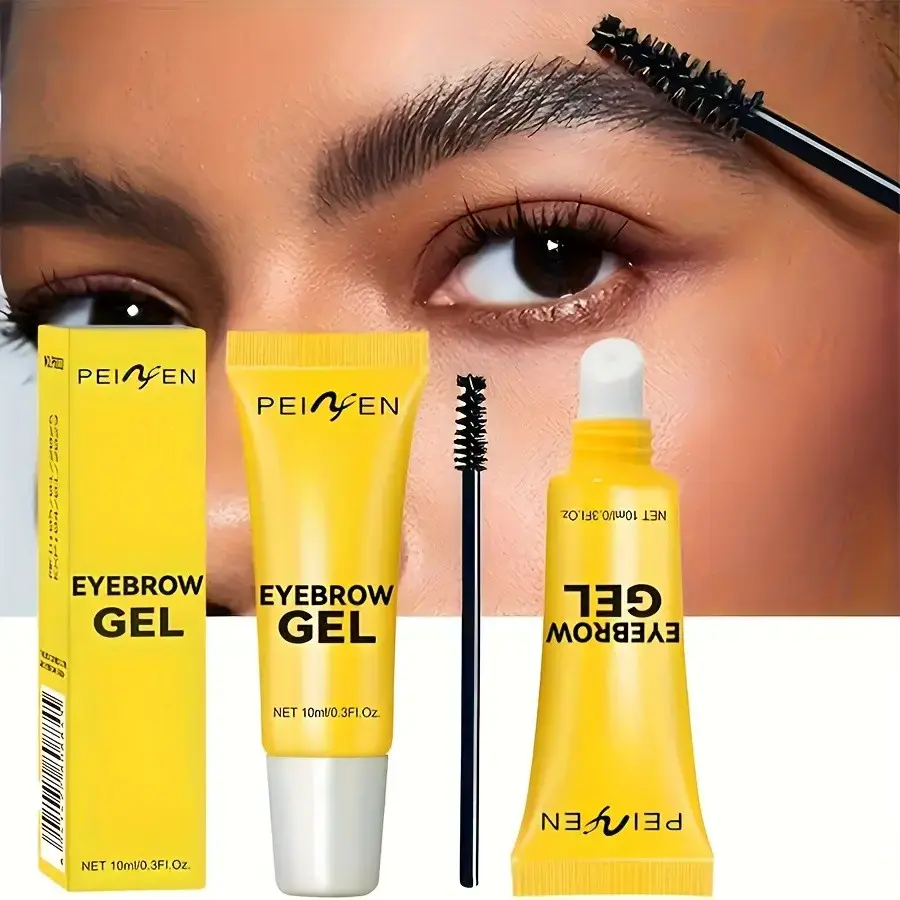 Easy Peel-Off Tinting Eyebrow Mousse Gel - Smudge-Proof, Waterproof, Sweatproof, Long-Lasting Film-Forming Formula, Medium Coverage Brown-Tinted or Black Defined Brows Cosmetic for Outdoor Use, Tinting Eyebrow Gels, Strong Hold Eyebrow Gel with Brush