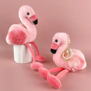 [QBEAUTY] 2026 Trendy Flamingo Keychain Plush Bag Charm Cute Hanging Pendant for Keys Backpacks Handbags Creative Flamingo Decoration Gift for Spring Summer