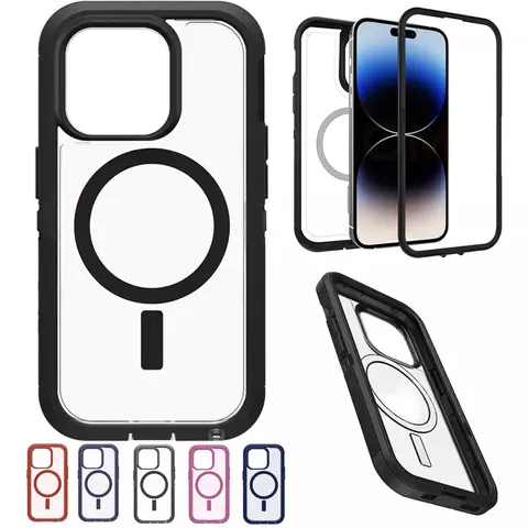 Shockproof MagSafe Magnetic Case Cover for iPhone 17 / 17E / 16 / 16E / 15 / 14 / 13 / Plus / Pro / Pro Max / Rugged Shockproof Protection Casing, Transparent, Dustproof, Plastic