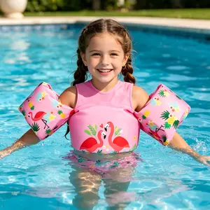 Children's Pink Flamingo Printed Swim Life Jacket, Adjustable Float Vest for Water Play tube Swimming Accessories pool