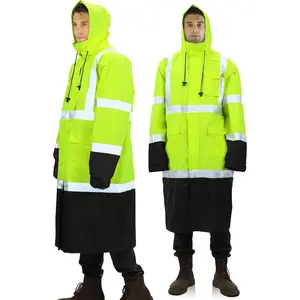 Safety Rain for Men Work, Class 3 HighVisibility Rain Gear Construction, Hi Vis RainJacket Lightweight Waterproof