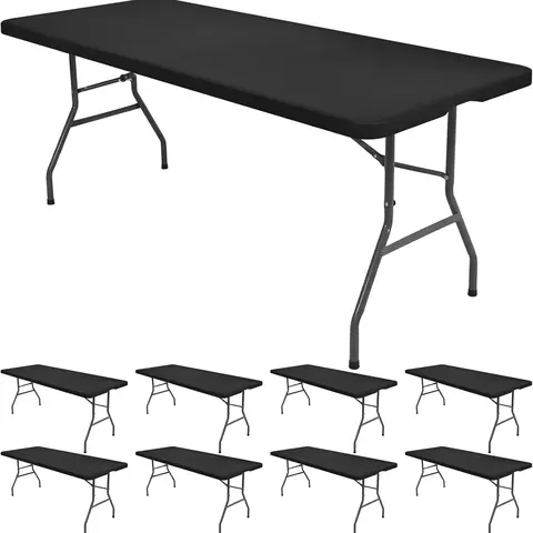 SHOWGEOUS 30x72in & 30x96in Stretch Spandex Fitted Table Cover, Wrinkle-Resistant Rectangle Tablecloth for Folding Tables, Weddings, and Parties