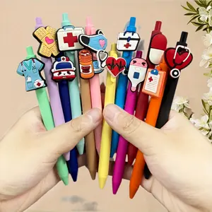 6/12Pcs Medical Doctor Pens - Nursing Pen Set, Blue and Green Series, retractable ballpoint pens featuring heart and stethoscope designs, quick-drying ink, ideal for nurses and doctors, perfect festive gifts, doctor gifts