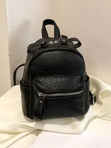 Textured leather mini backpack,  compact portable backpack, fashionable and versatile, large capacity, lightweight and practical, retro and exquisite, suitable for daily travel, office workers, travel, Travel Backpacks, Classic Backpacks, etc.