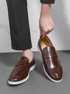 Men's Slip-On Leather Shoes, Business Formal Wedding Groom Shoes, Casual Men's Shoes for Dance Parties, Runway Shows, Best Man Footwear
