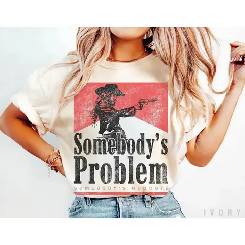 Comfort Colors Somebody's Problem Tshirt, Vintage 90s Country Tee, Western TShirt, Country Music Lover Tee, Country Concert, Smoking, Music Festival