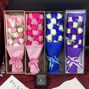 18 Artificial Rose Bouquet & Necklace Set, Valentine's Day Gift for Friends, Mother's Day Present for Mom, Holiday Party Favors