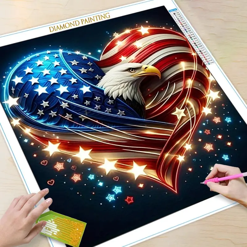 Eagle & American Flag Pattern DIY Diamond Arts Colorful Painting Kit without Frame, DIY 5D Diamond Arts Colorful Painting Kit for Home Wall Decor