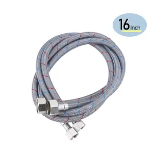WOWOW 16” Length Faucet Hose Connects Bathroom Kitchen Sink to Water Supply Braided Nylon Supply Line