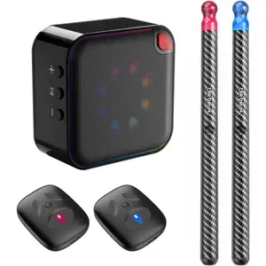 Upgraded Air Drumsticks with Speaker,  Drum Sticks,  Drum Set & Pedals &  Adapter & 8 Sounds,  Motion Sensing RGB, for  & Party Adults,  (Carbon Fiber Black)