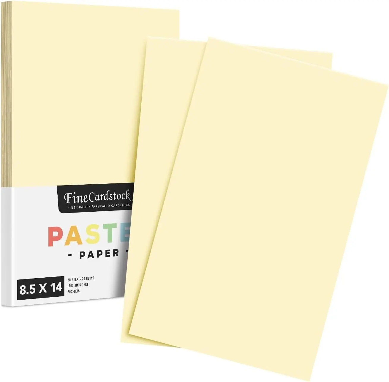 Ivory Pastel Colored Paper - Perfect for Documents, Invitations, Posters, Flyers, Menus, Arts and Crafts | 8.5" x 14" (Legal Size) | Regular 20lb Bond (75gsm) Paper - Smooth Finish | 50 Sheets