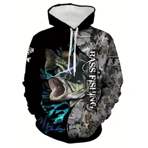 Men's 3D Fishing Pattern Hoodie - Soft, Breathable and Comfortable, Spring and Autumn Casual Pullover