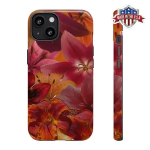 Deep Orange and Red Floral Phone Case with Tiger Lilies and Hibiscus Phone Case for Samsung s24 ultra and iPhone 17, 16, 15, 14, 13, 12, 11 Pro Max, X, XR, XS Max, 8, And 7 Plus,screen protector,, Protect Compatible with Samsung Galaxy S25