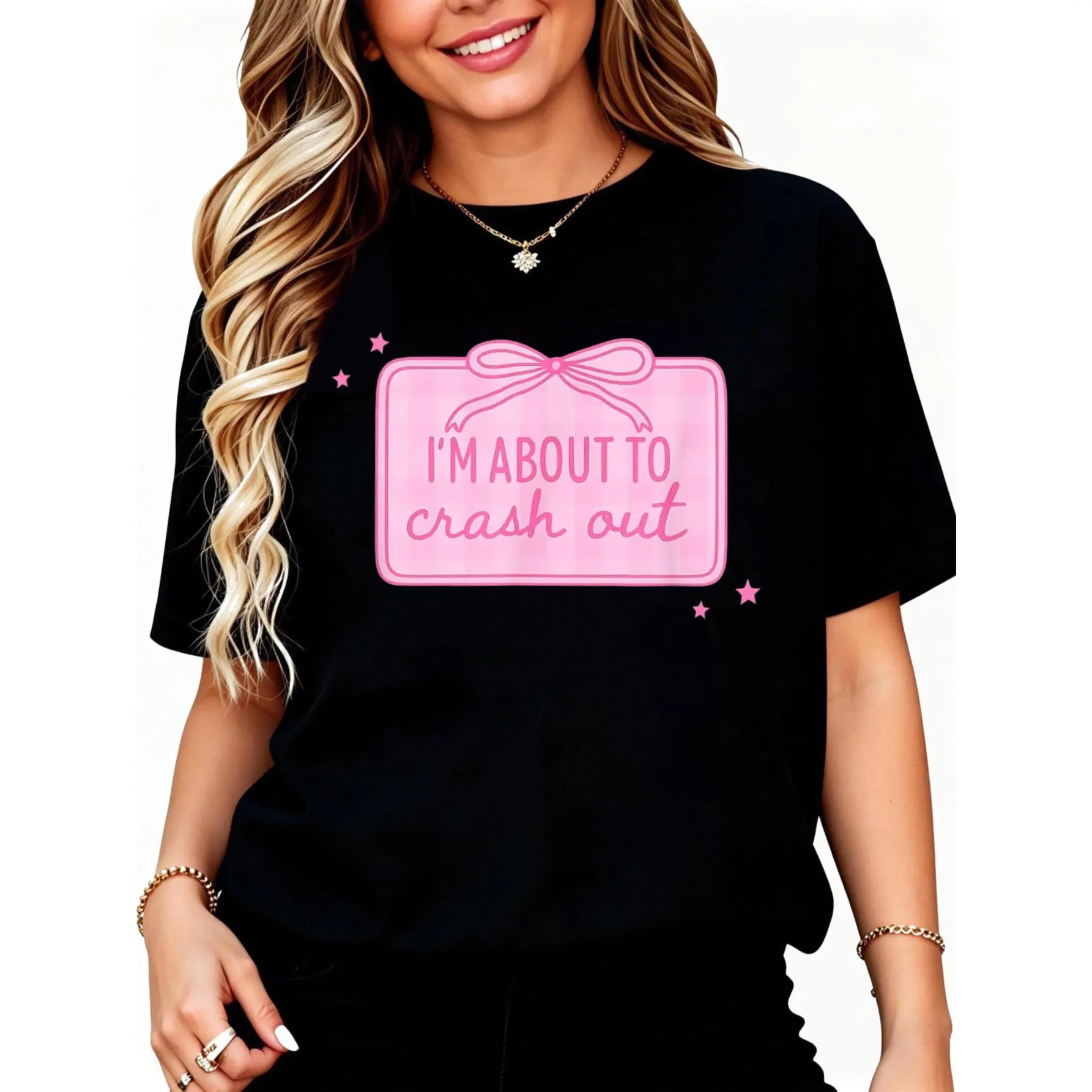 100% Cotton I'm About to Crash Out Pink Aesthetic Funny T-Shirt