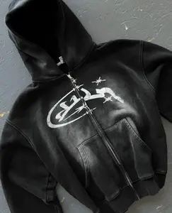 Black Washed Zip Up Jacket - Streetwear/Archive Fashion