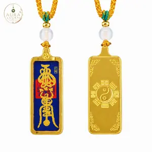 Taoist Hand-Painted Talisman Pendant Necklace, Feng Shui Amulet for Protection, Luck & Spiritual Balance, Unisex Eastern Mysticism Jewelry, Traditional Daoist Symbol, Adjustable Cord, Cultural Mystic Accessory