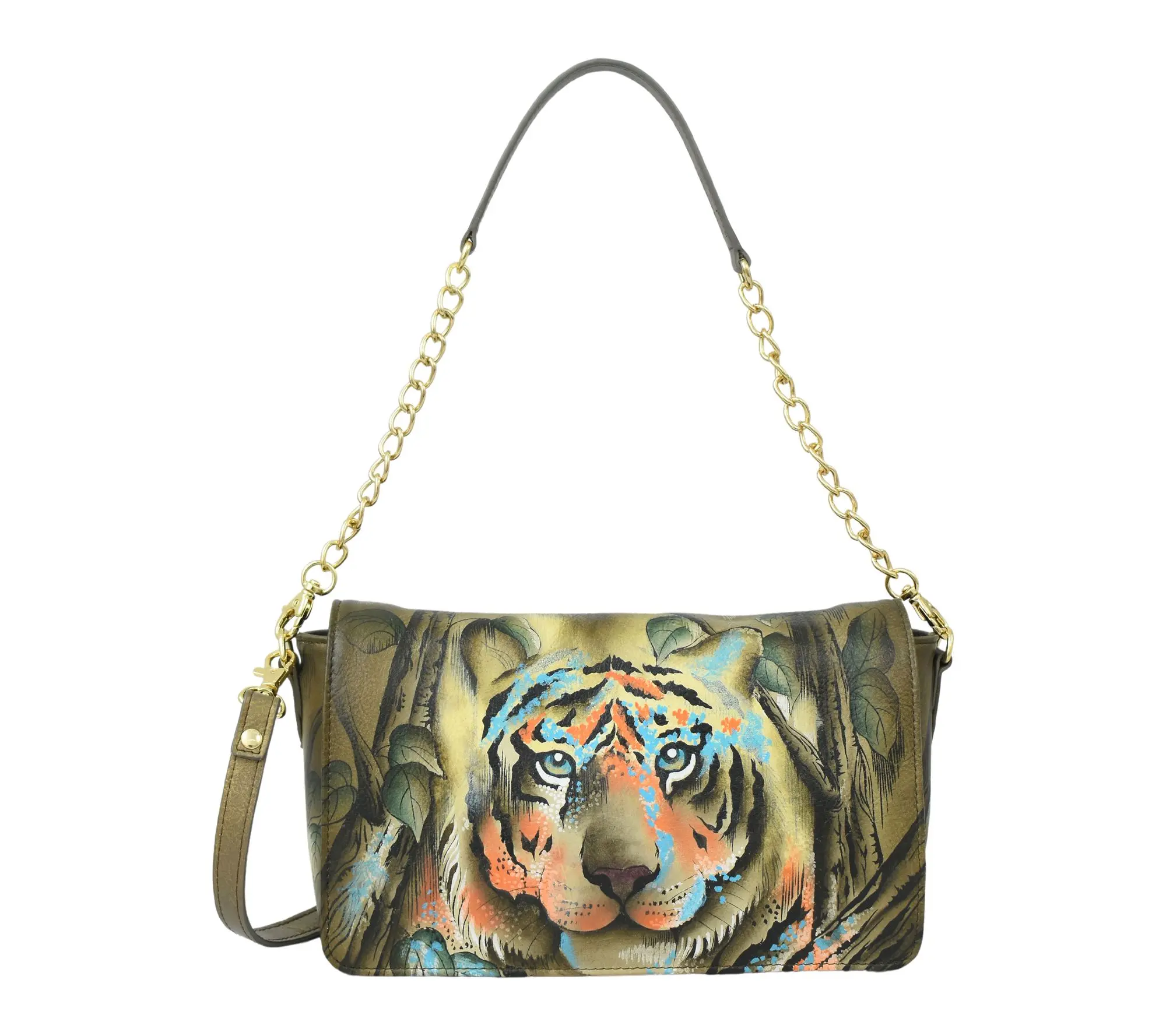 Anushcka Painted Leather Flap Crossbody With Shoulder Strap