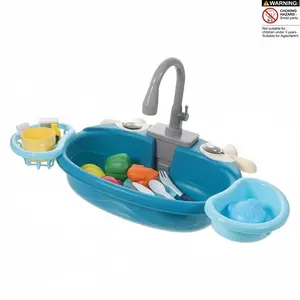 Realistic Dishwashing Playset with Animal Storage Basin, Interactive Family Role Play Toy, Electric Dishwasher for Kids, Play Kitchen Accessories, Toddler Play Kitchen