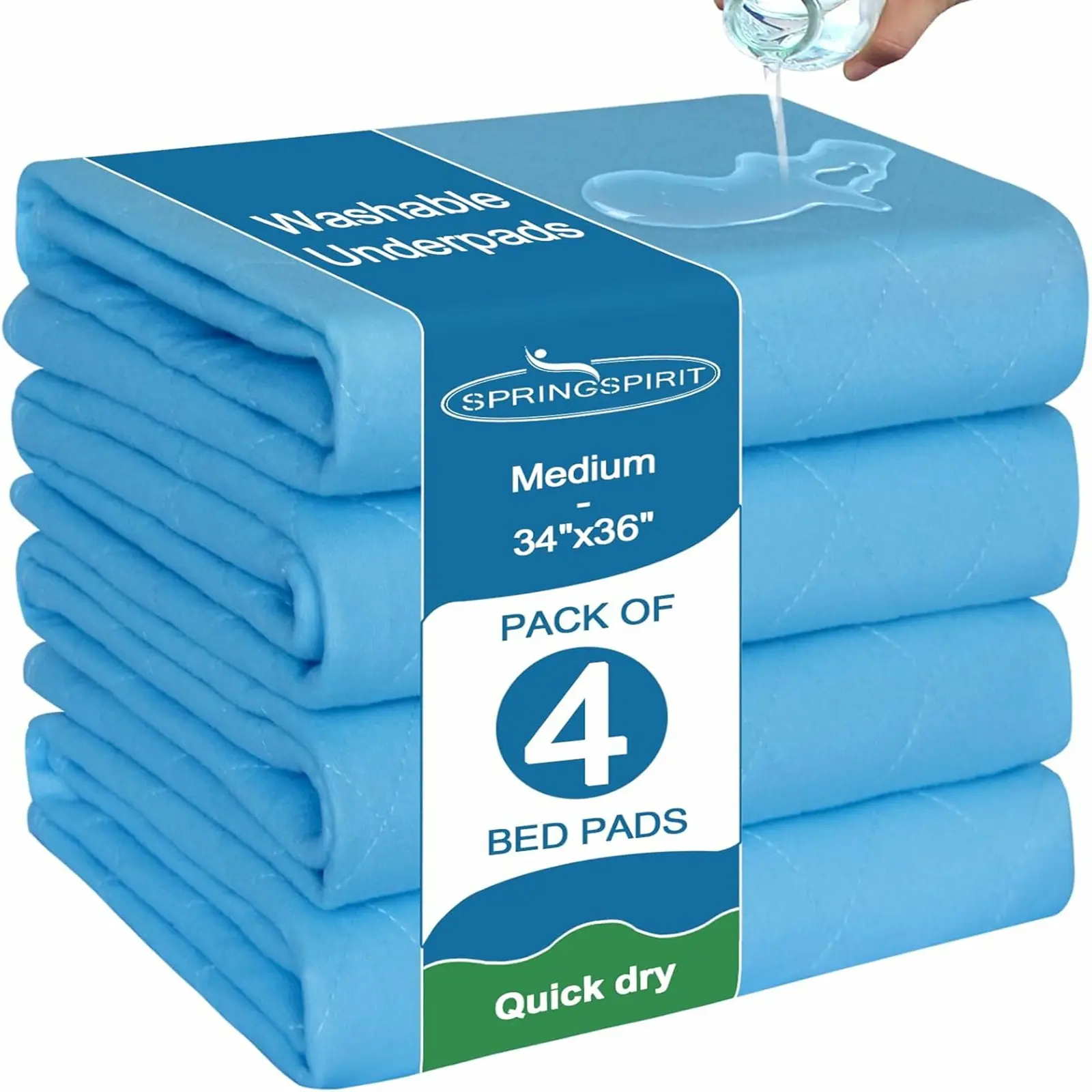 4-Pack Washable Underpads, Heavy Absorbency Reusable Incontinence Bed Protection Pads Pee Pad Leakproof Non-Slip Mattress Pad Protector for Elderly Adults Kids Pets, Waterproof Protective Pad for Bed, Couch, Sofa, Furniture, Floor #DealsForYouDays